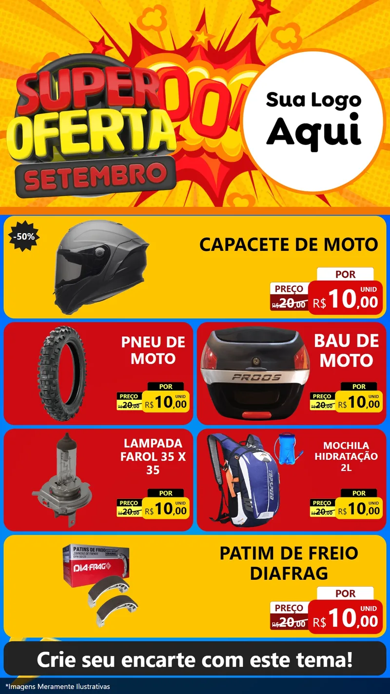 Modelo de TV para TV Vertical com o tema Super Oferta Setembro para Moto peças