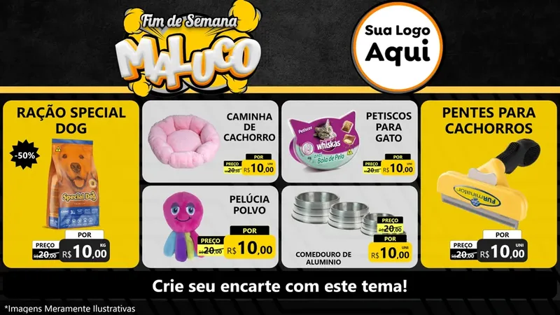 Modelo de TV para TV Horizontal com o tema Fim de Semana Maluco para Pet Shop