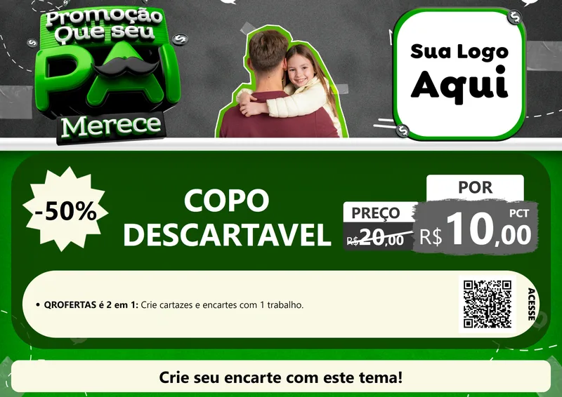Modelo de Cartaz para Cartaz A4 Horizontal com o tema Promoção Que seu Pai Merece para Embalagens
