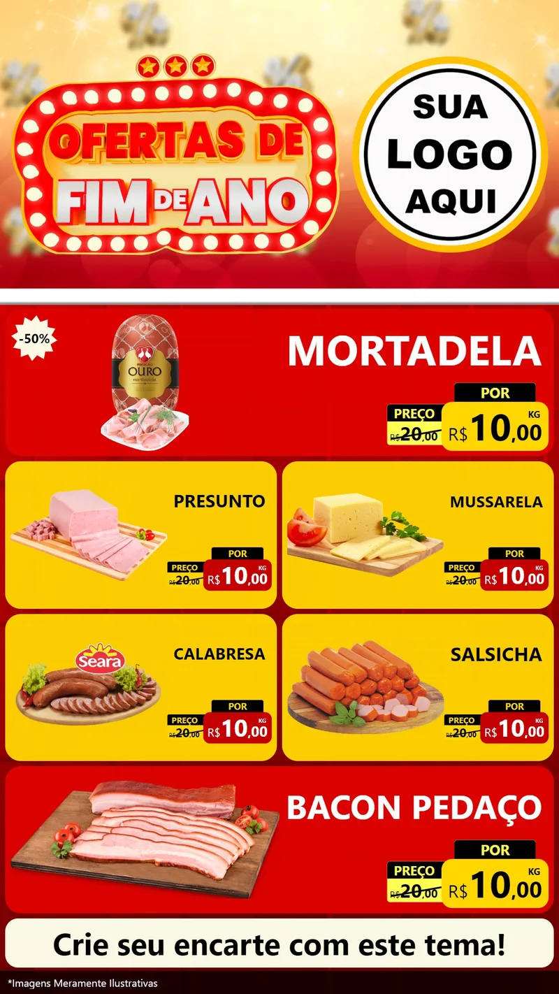 Modelo de TV para TV Vertical com o tema Ofertas de Fim de Ano para Frios e Laticínios