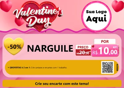 Modelo de Cartaz para Cartaz A4 Horizontal com o tema Valentine's Day para Tabacaria