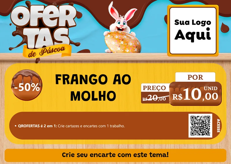 Modelo de Cartaz para Cartaz A4 Horizontal com o tema Ofertas de Páscoa para Restaurante