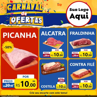 Modelo de Rede Social para Feed Facebook com o tema Carnaval de Ofertas para Açougue