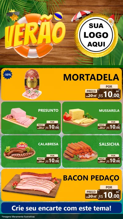 Modelo de TV para TV Vertical com o tema Verão para Frios e Laticínios