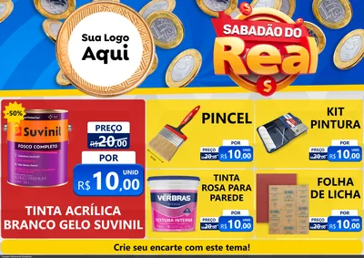 Modelo de Encarte para Encarte A4 Horizontal com o tema Sabadão do Real para Tintas e Ferramentas