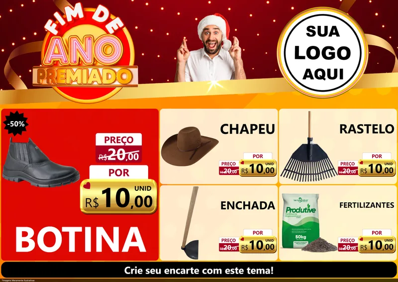 Modelo de Encarte para Encarte A4 Horizontal com o tema Fim de Ano Premiado para Agropecuária