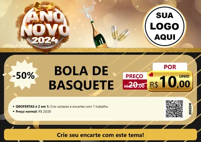 Modelo de Cartaz para Cartaz A4 Horizontal com o tema Feliz Ano Novo 2027 para Artigos Esportivos
