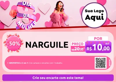 Modelo de Cartaz para Cartaz A4 Horizontal com o tema Dia da Mulher para Tabacaria