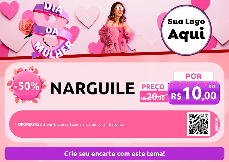Modelo de Cartaz para Cartaz A4 Horizontal com o tema Dia da Mulher para Tabacaria