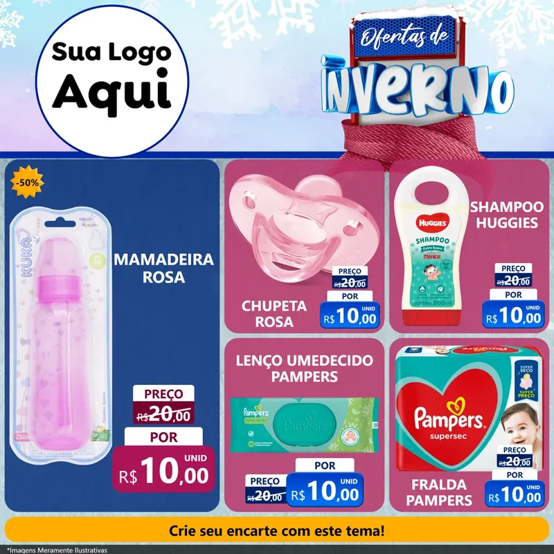 Modelo de Rede Social para Feed Facebook com o tema Ofertas de Inverno para Bebês