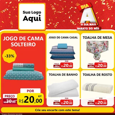 Modelo de Rede Social para Feed Facebook com o tema Dia A o Dia Mais Barato do Mês para Cama, Mesa e Banho