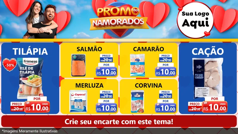 Modelo de TV para TV Horizontal com o tema Promo dos Namorados para Peixaria