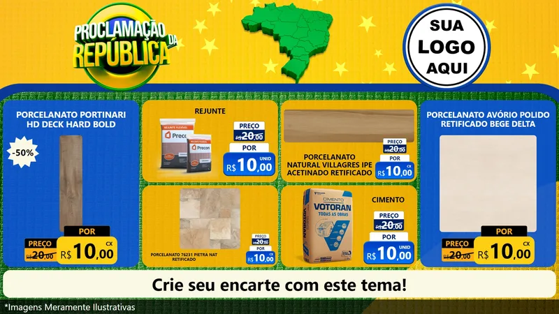 Modelo de TV para TV Horizontal com o tema Proclamação da República para Pisos e revestimentos