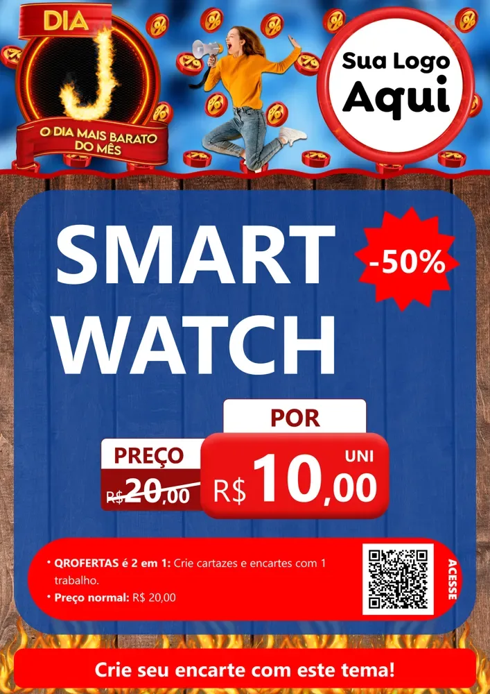 Modelo de Cartaz para Cartaz A4 Vertical com o tema Dia J - O Dia Mais Barato Do Mês para Informática