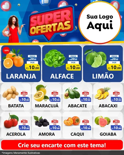 Modelo de Rede Social para Feed Instagram com o tema Super Ofertas para Hortifrúti