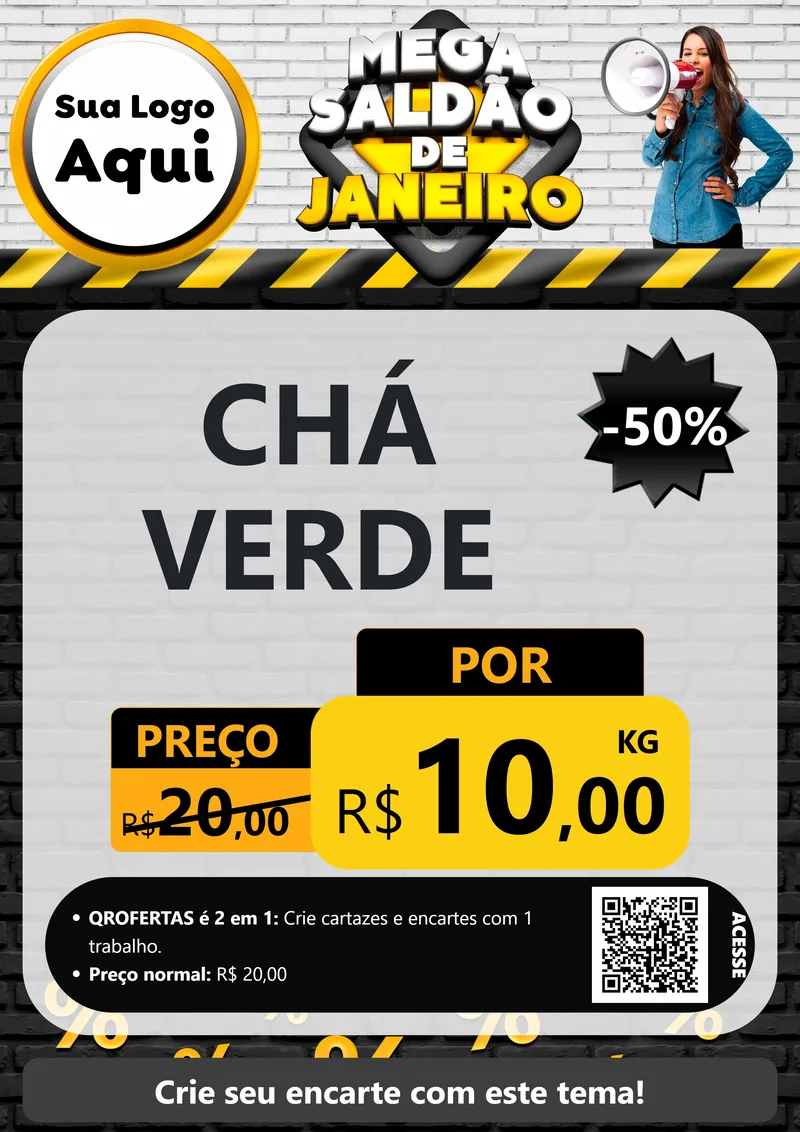 Modelo de Cartaz para Cartaz A4 Vertical com o tema Mega Saldão de Janeiro para Produtos Naturais