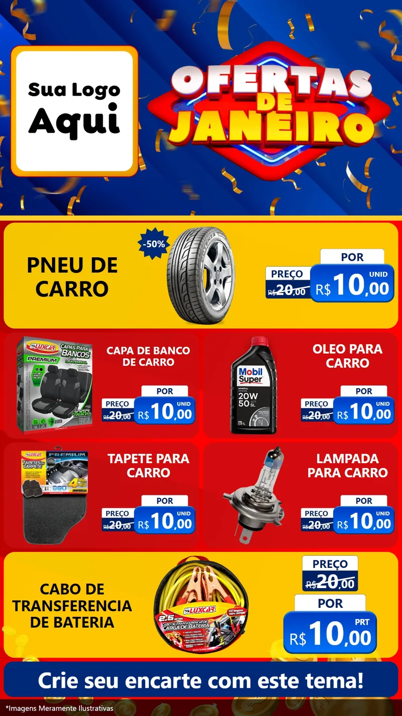 Modelo de TV para TV Vertical com o tema Ofertas de Janeiro para Auto peças