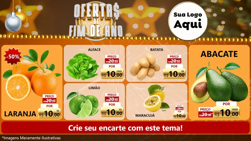 Modelo de TV para TV Horizontal com o tema Ofertas de Fim de Ano para Hortifrúti