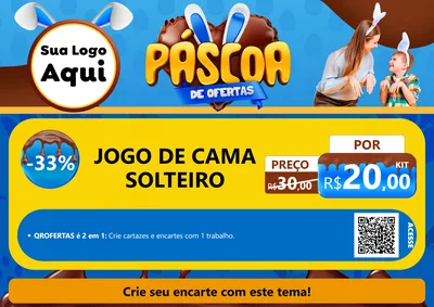 Modelo de Cartaz para Cartaz A4 Horizontal com o tema Páscoa de Ofertas para Cama, Mesa e Banho