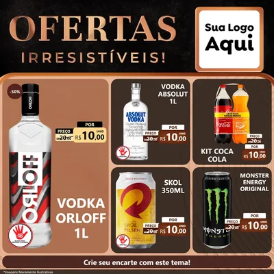 Modelo de Rede Social para Feed Facebook com o tema Ofertas Irresistíveis! para Distribuidora de bebidas