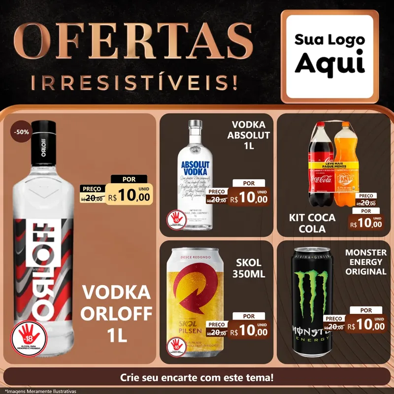 Modelo de Rede Social para Feed Facebook com o tema Ofertas Irresistíveis! para Distribuidora de bebidas