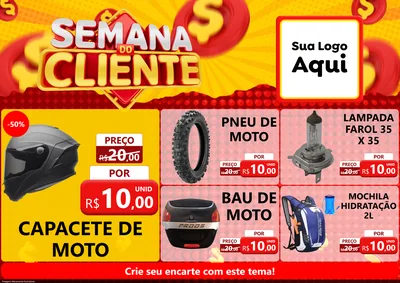 Modelo de Encarte para Encarte A4 Horizontal com o tema Semana do Cliente para Moto peças
