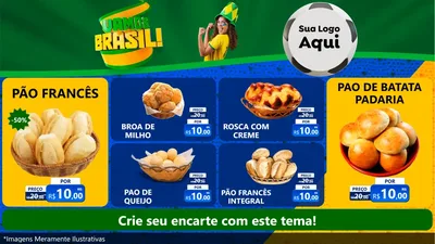 Modelo de TV para TV Horizontal com o tema Vamos Brasil - Copa para Padaria