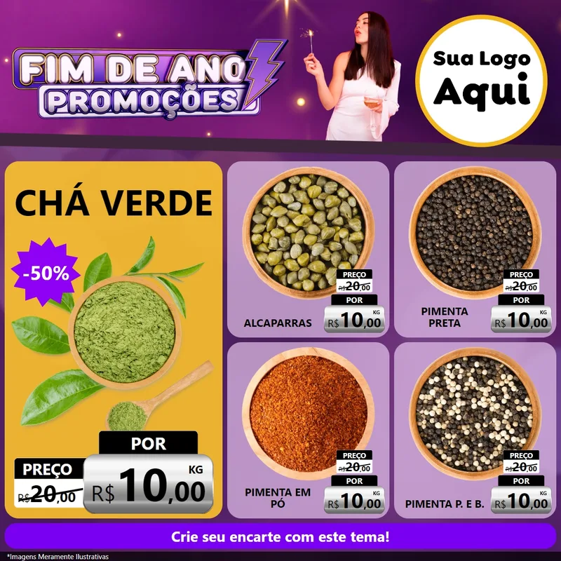 Modelo de Rede Social para Feed Facebook com o tema Fim de Ano Promoções para Produtos Naturais