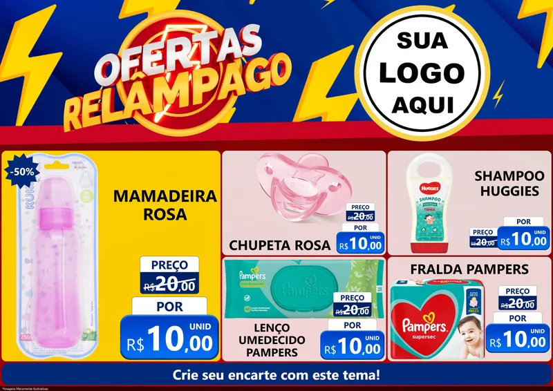 Modelo de Encarte para Encarte A4 Horizontal com o tema Ofertas Relâmpago para Bebês