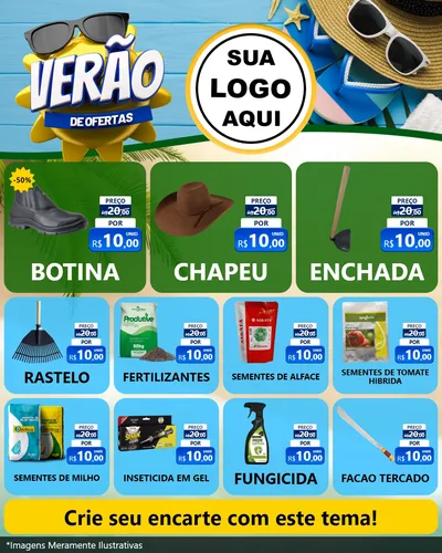 Modelo de Rede Social para Feed Instagram com o tema Verão de Ofertas para Agropecuária