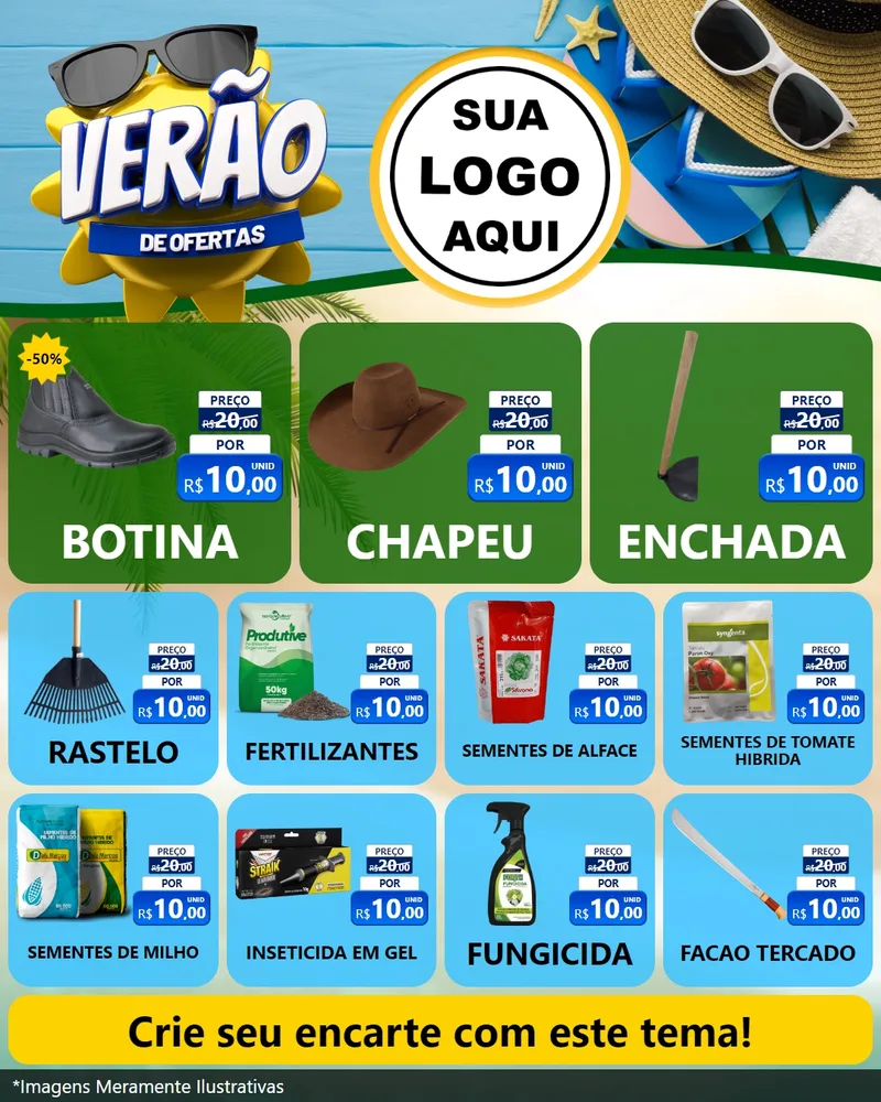 Modelo de Rede Social para Feed Instagram com o tema Verão de Ofertas para Agropecuária