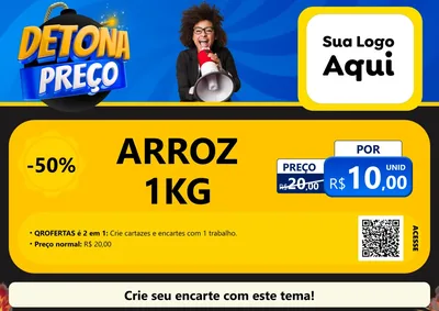 Modelo de Cartaz para Cartaz A4 Horizontal com o tema Detona Preços para Supermercado