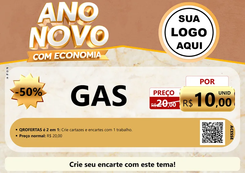 Modelo de Cartaz para Cartaz A4 Horizontal com o tema Ano Novo Com Economia para Água e gás