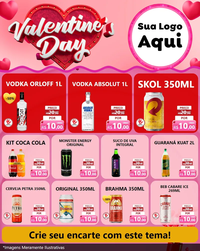 Modelo de Rede Social para Feed Instagram com o tema Valentine's Day para Distribuidora de bebidas