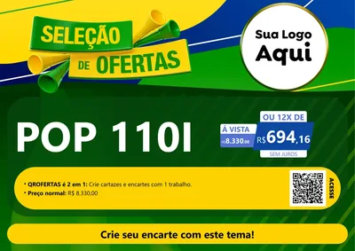 Modelo de Cartaz para Cartaz A4 Horizontal com o tema Seleção de Ofertas - Copa para Concessionaria de Motos