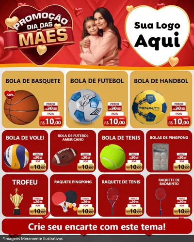 Modelo de Rede Social para Feed Instagram com o tema Promoção Dia das Mães para Artigos Esportivos