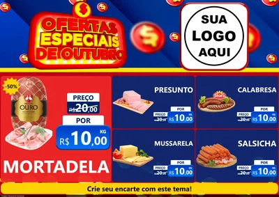 Modelo de Encarte para Encarte A4 Horizontal com o tema Ofertas Especiais de Outubro para Frios e Laticínios