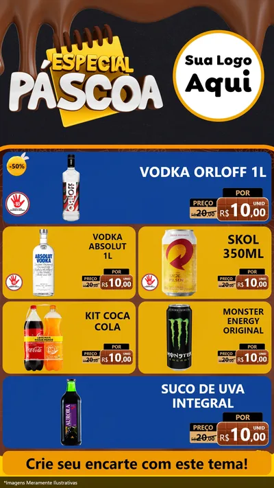 Modelo de TV para TV Vertical com o tema Especial Páscoa para Distribuidora de bebidas