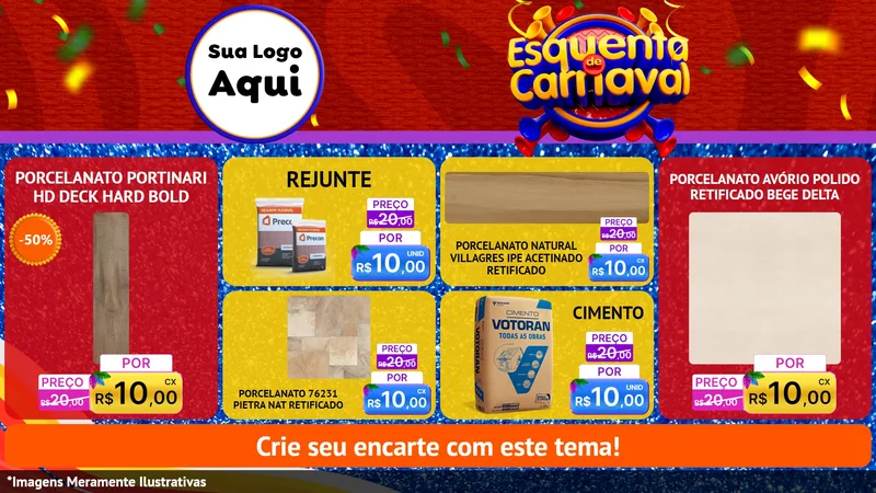 Modelo de TV para TV Horizontal com o tema Esquenta de Carnaval para Pisos e revestimentos