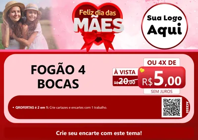 Modelo de Cartaz para Cartaz A4 Horizontal com o tema Feliz Dia Das Mães para Móveis e Eletro