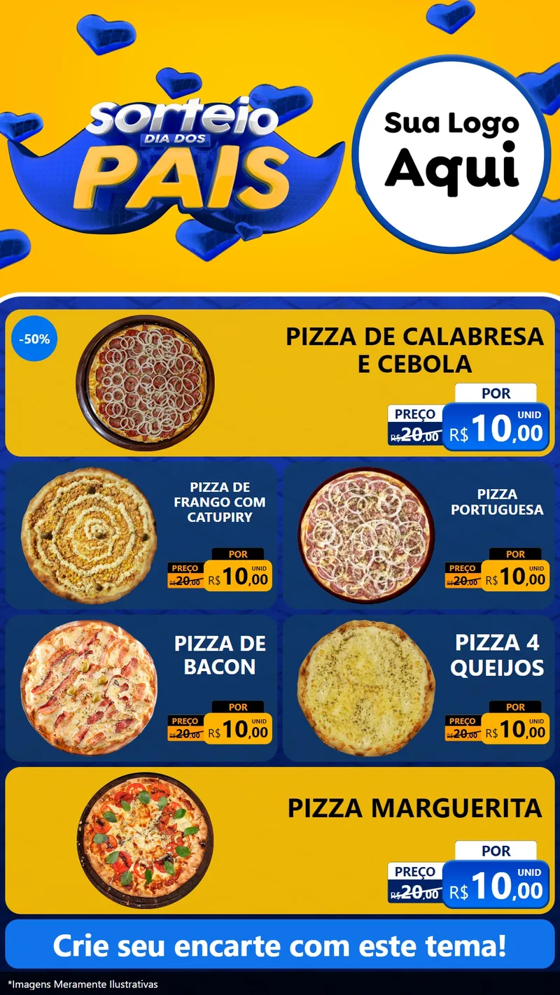 Modelo de TV para TV Vertical com o tema Sorteio Dia dos Pais para Pizzaria
