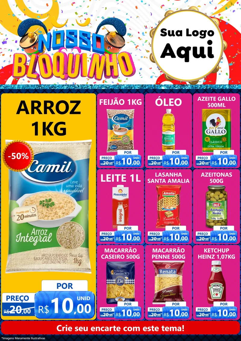 Modelo de Encarte para Encarte A4 Vertical com o tema Nosso Bloquinho para Supermercado