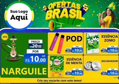 Modelo de Encarte para Encarte A4 Horizontal com o tema Ofertas Semana do Brasil para Tabacaria