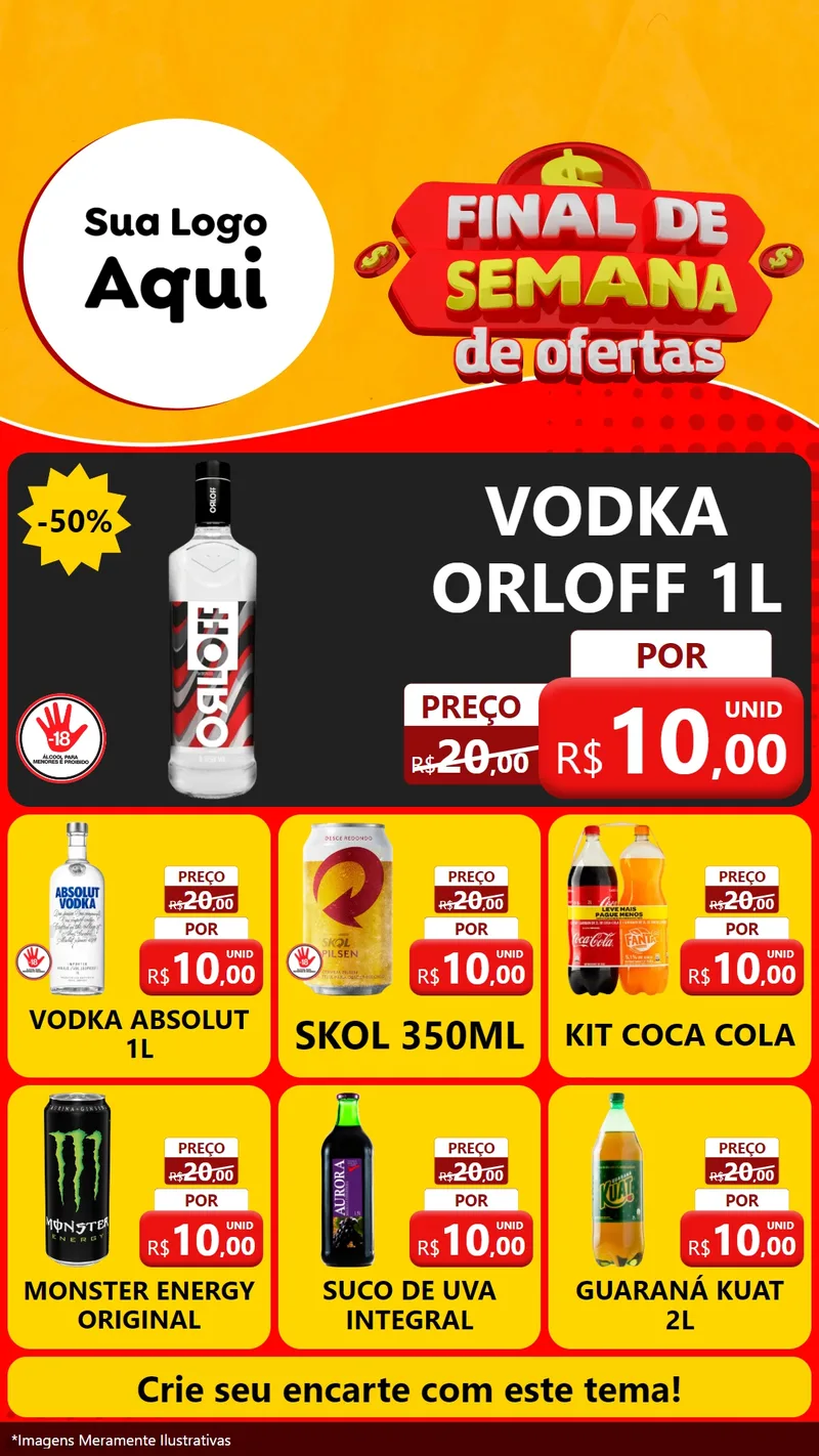 Modelo de Rede Social para Stories com o tema Final de Semana de Ofertas para Distribuidora de bebidas