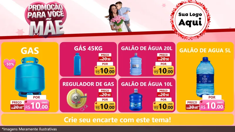 Modelo de TV para TV Horizontal com o tema Promoção Para Você Mãe para Água e gás