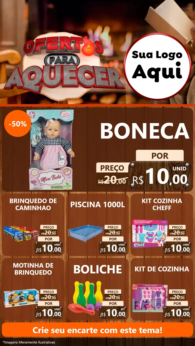 Modelo de Rede Social para Stories com o tema Ofertas Para Aquecer para Brinquedos