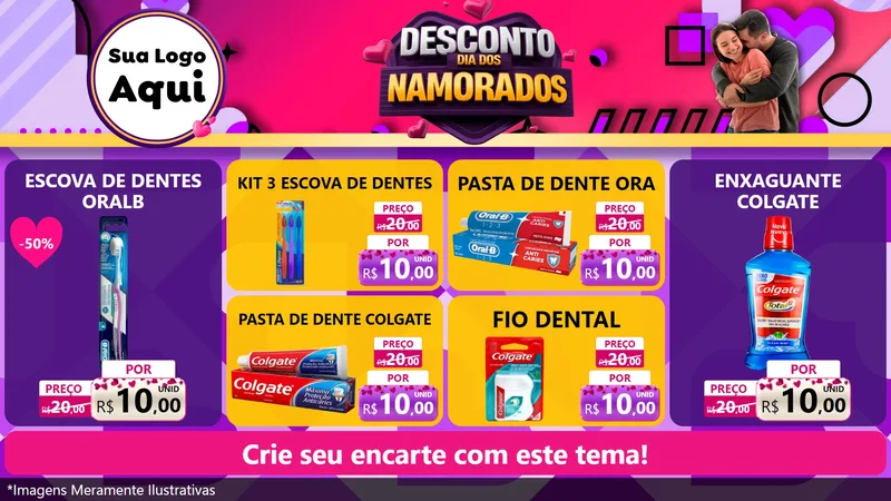 Modelo de TV para TV Horizontal com o tema Desconto Dia dos Namorados para Higiene Pessoal