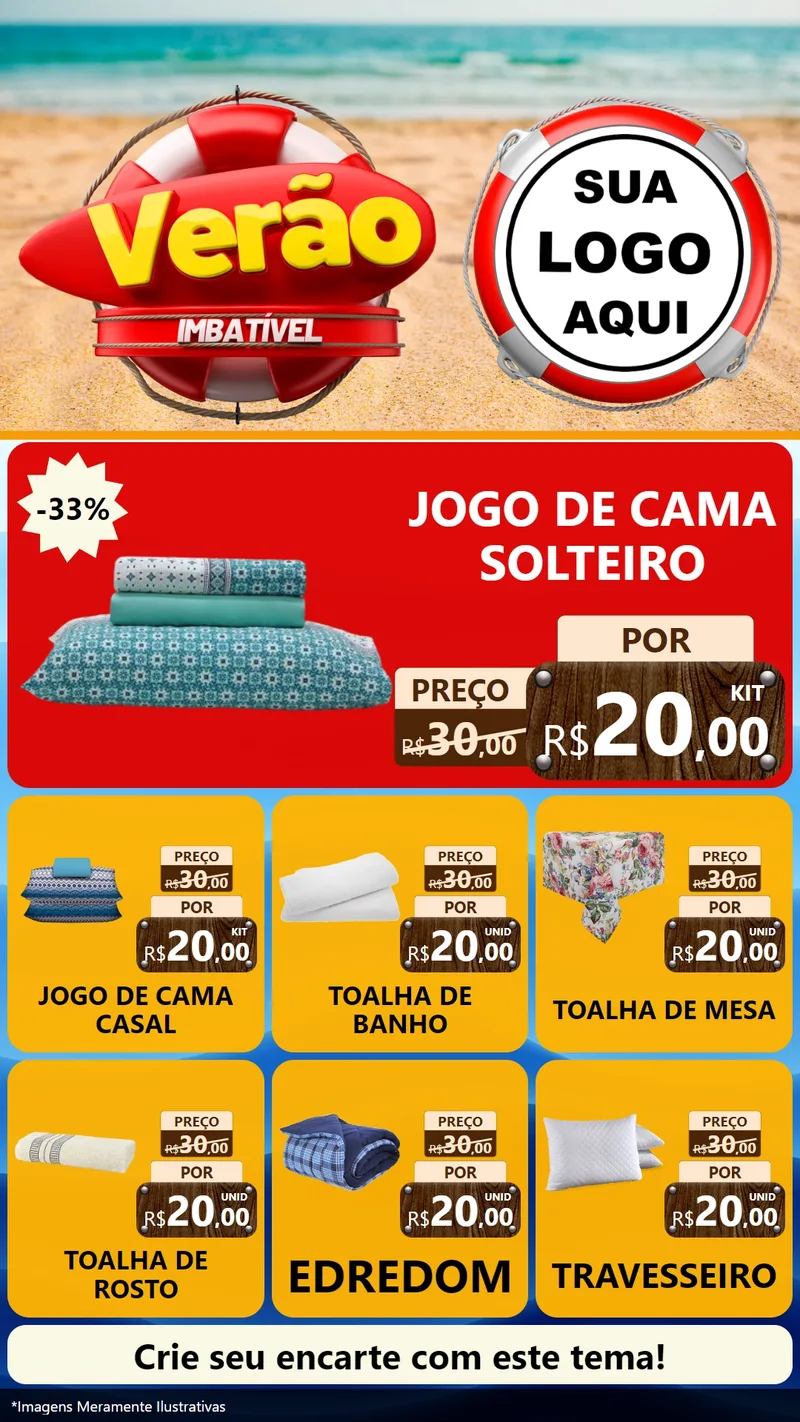 Modelo de Rede Social para Stories com o tema Verão Imbatível para Cama, Mesa e Banho