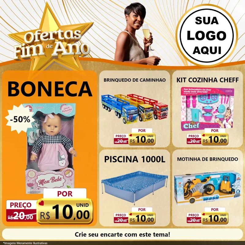 Modelo de Rede Social para Feed Facebook com o tema Ofertas Fim de Ano para Brinquedos