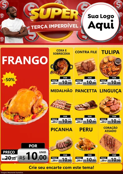Modelo de Encarte para Encarte A4 Vertical com o tema Super Terça Imperdível para Assados